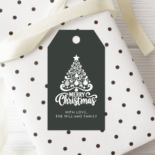 Étiquettes-cadeau Forêt de Noël moderne tendance Green Holiday Favor