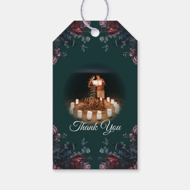 Étiquettes-cadeau Forêt foncée Vert Élégant Mariage Maroon Mauve (Devant)