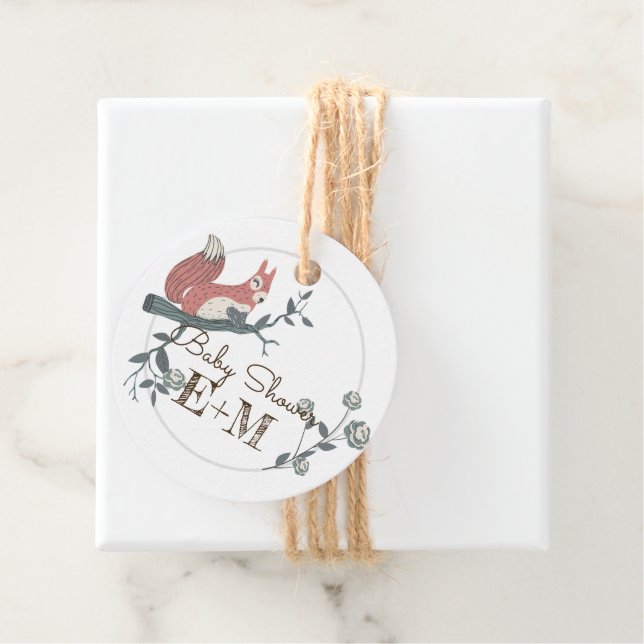 Étiquettes Cadeau Forêt forestière Animaux Couples BABY SHOWER (En situation)
