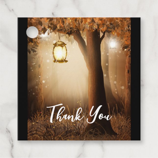Étiquettes Cadeau Forêt magique avec lumières des fées (Devant)
