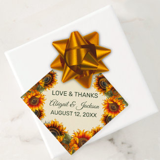 Étiquettes Cadeau Forêt Mariage de tournesol Vert Floral