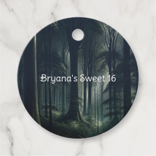 Étiquettes Cadeau Forêt sombre au crépuscule Sweet 16