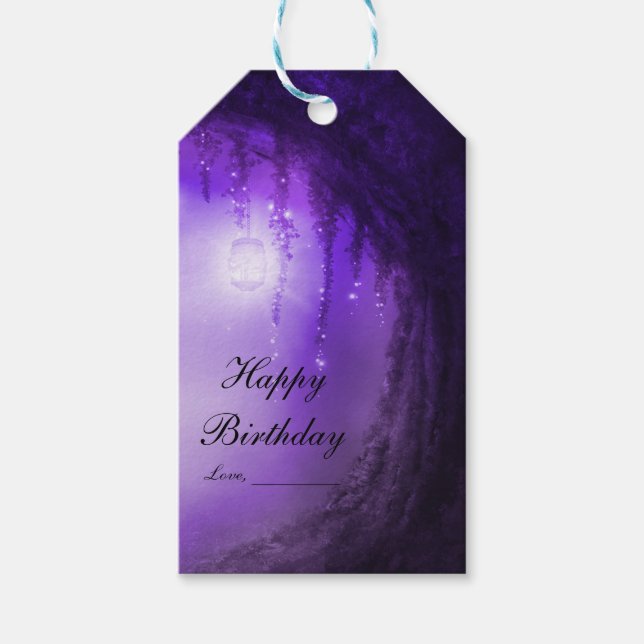 Étiquettes-cadeau Forêt violette Enchantée Imaginaire mariage Faveur (Devant)