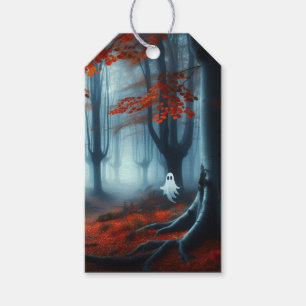 Étiquettes-cadeau Forêts éffrayantes d'automne avec un fantôme