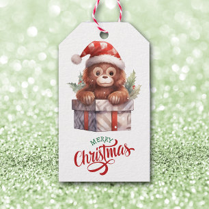 Étiquettes-cadeau Forfait Cadeau Singe Cute Noël