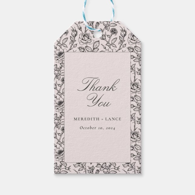 Étiquettes-cadeau Forme de bagage de mariage Rose rose et Script (Devant)