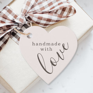 Étiquettes Cadeau Forme de cœur rose réalisée à la main avec amour C