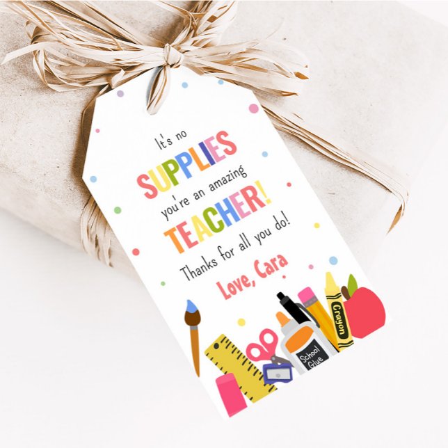Étiquettes-cadeau Fournitures scolaires Appréciation Merci Favoriser (No School Supplies Appreciation Thank You Favor Tags)