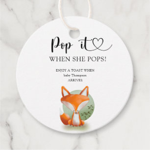 Étiquettes Cadeau Fox cub - Pop it lorsqu'elle popote baby shower