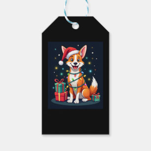 Étiquettes-cadeau Fox Terrier Xmas Éclairage Père Noël Fox Terrier C