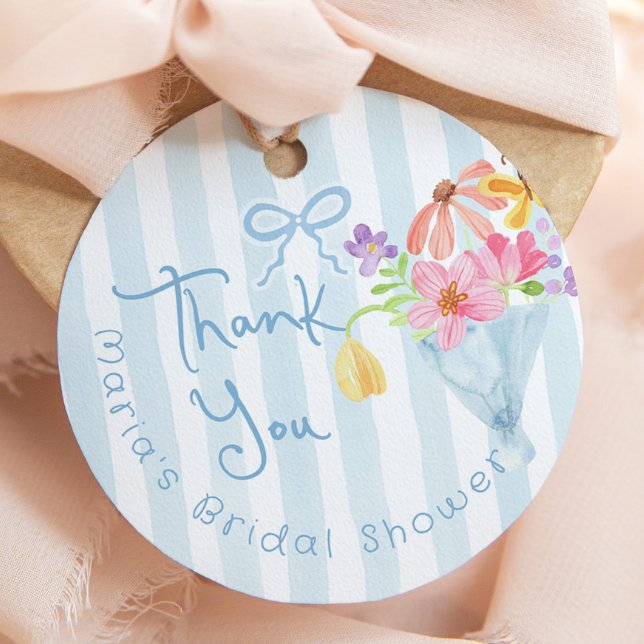 Étiquettes Cadeau Fraîchement sorti du marché Aquarelle bleue Merci (Créateur téléchargé)