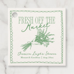Étiquettes Cadeau Fraîchement sortie du marché : Baby shower vert po