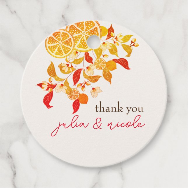 Étiquettes Cadeau Fraîcheur Citrus Foliage Mariage (Devant)