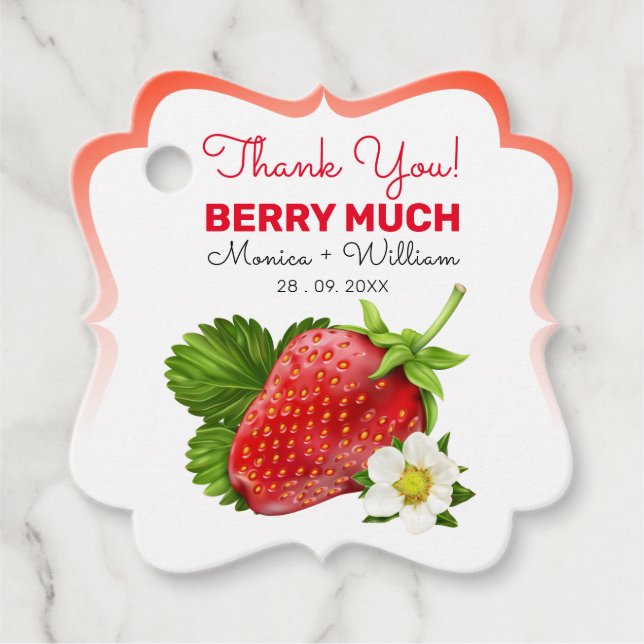 Étiquettes Cadeau Fraise Fruit Merci (Devant)