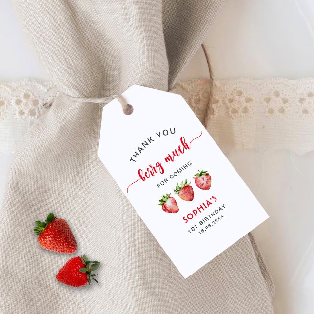 Étiquettes-cadeau Fraise Merci beaucoup baie (Créateur téléchargé)