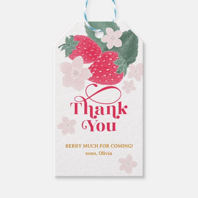 Étiquettes-cadeau Fraise Merci beaucoup Fraise Anniversaire (Devant)