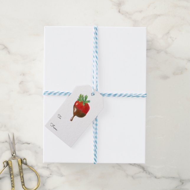 Étiquettes-cadeau Fraise recouverte de chocolat sucré  (Avec de laficelle)