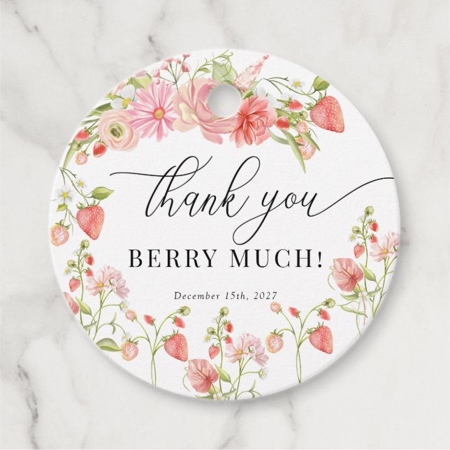 Étiquettes Cadeau Fraise | Semaine de mariage estival  (Devant)