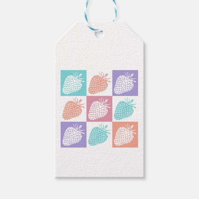 Étiquettes-cadeau Fraises Été Coloré (Devant)