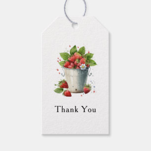Étiquettes-cadeau Fraises fraîches cuites dans un seau - Merci