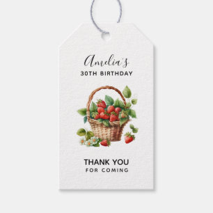 Étiquettes-cadeau Fraises fraîches dans un panier Merci d'anniversai