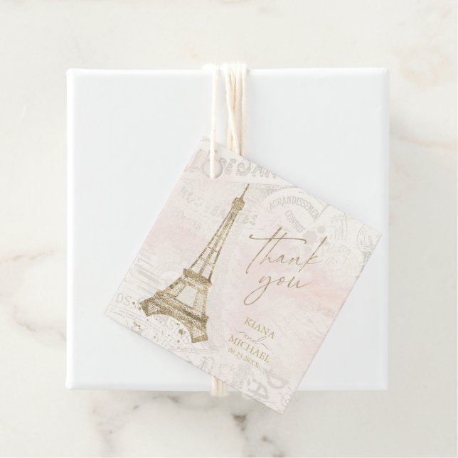 Étiquettes Cadeau Français Romance Mariage Merci Blush ID870