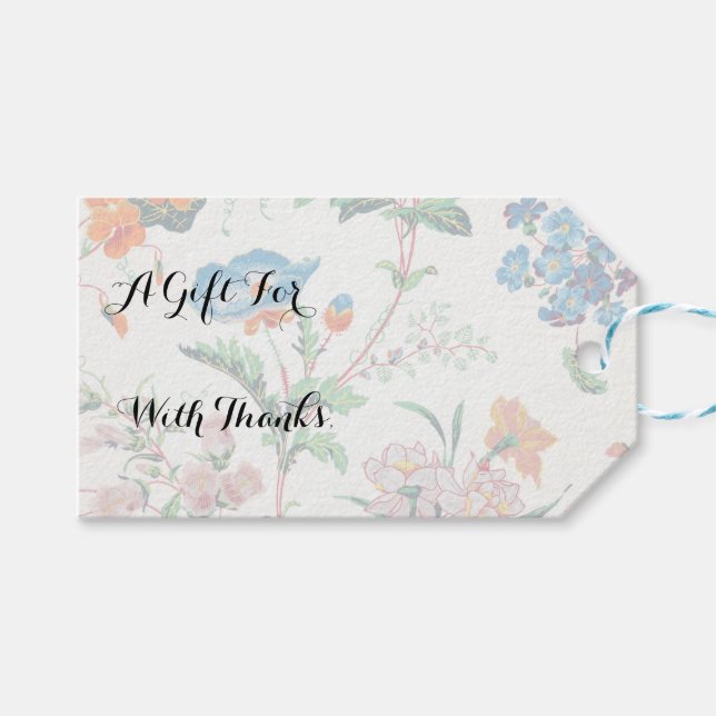 Étiquettes-cadeau France 1830 Floral Antique Wallpaper (Devant (Horizontal))