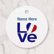 French Blue LOVE Cœur Drapeau Personnalisé