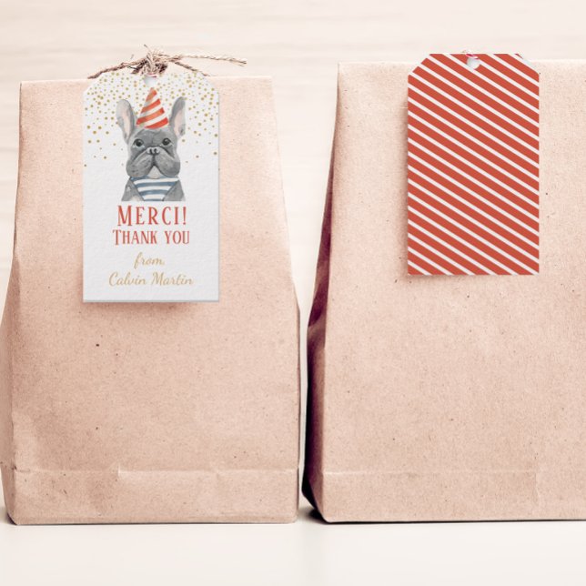 Étiquettes-cadeau French Bulldog Avec Casquette De Parti Balises Cad (Créateur téléchargé)