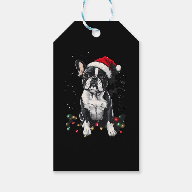 Étiquettes-cadeau French Bulldog Christmas Lights Xmas Dogs Gifts Me (Devant)