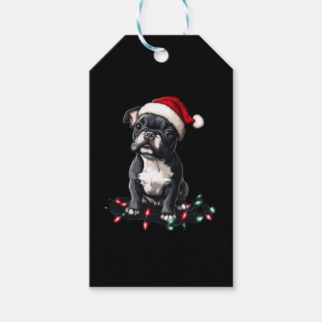 Étiquettes-cadeau French Bulldog Christmas Lights Xmas Dogs Gifts Me (Devant)