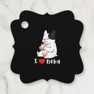 Étiquettes Cadeau French bulldog I Love Boba Bubble Milk Tea Dog Cut