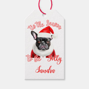 Étiquettes-cadeau French Bulldog Père Noël