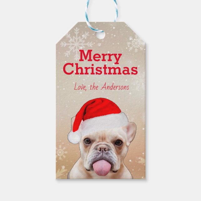 Étiquettes-cadeau French Bulldog Père Noël Funny Christmas (Devant)