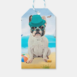 Étiquettes-cadeau French Bulldog sur la plage