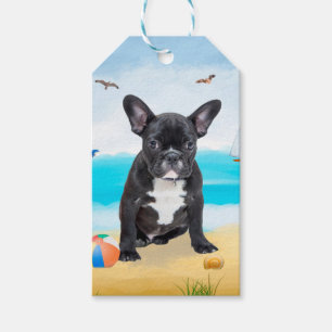 Étiquettes-cadeau French Bulldog sur la plage