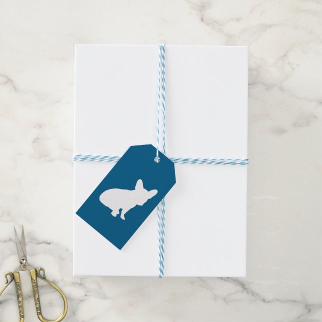 Étiquettes-cadeau French Bulldog Theme Party - Baby shower Blue (Avec de laficelle)