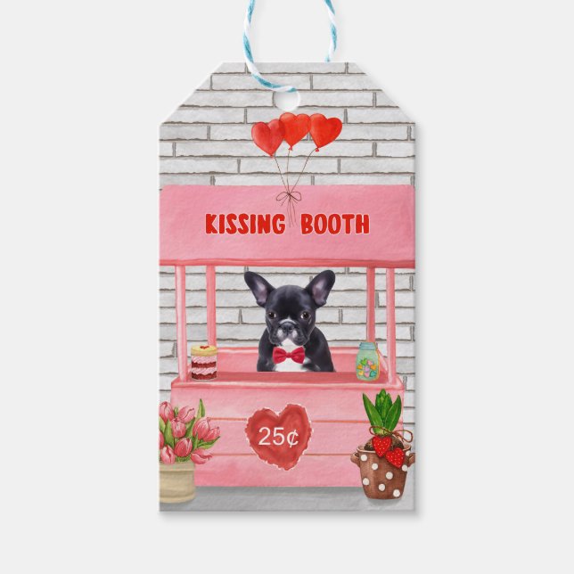 Étiquettes-cadeau French Bulldog Valentine's Day Kissing Booth (Devant)