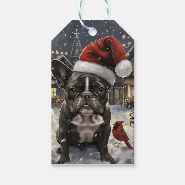 Étiquettes-cadeau French Bulldog Winter Wonderland Christmas Joie (Devant)
