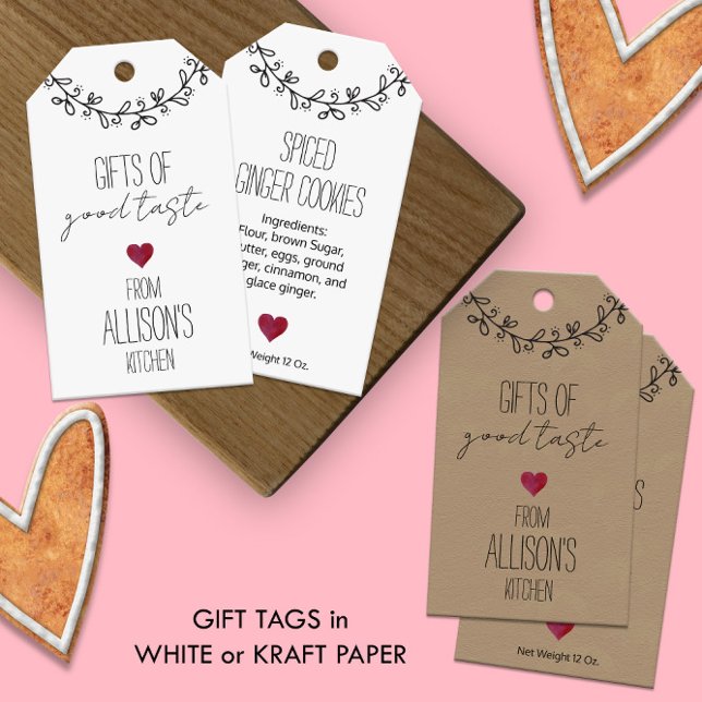 Étiquettes-cadeau 🍪 Friandise personnalisée fait main avec lettrage (🍪 Hand-Lettered Personalized Homemade Treat Gift Tags in White or Kraft Paper
)