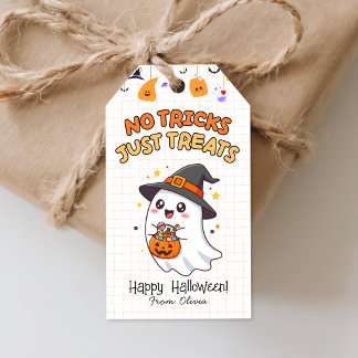 Étiquettes-cadeau Friandises d'Halloween, Pas de Farces Juste des Fr