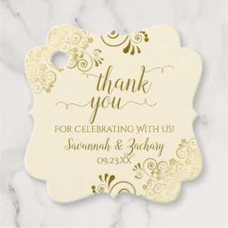 Étiquettes Cadeau Frilly Corners Merci Mariage or et crème