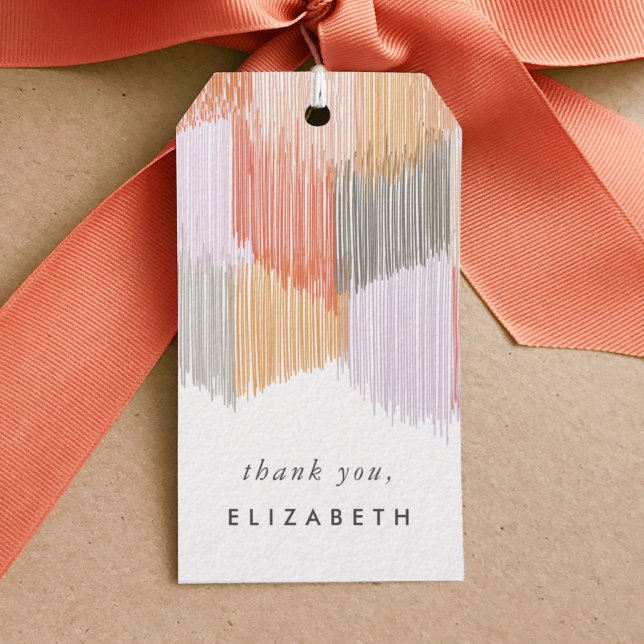 Étiquettes-cadeau Fringe Moderne (Modern fringe coral pink gift tag.)