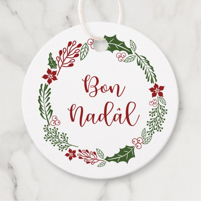 Étiquettes Cadeau Friulian Joyeux Noël, Bon Nadâl, Personnalisé (Devant)