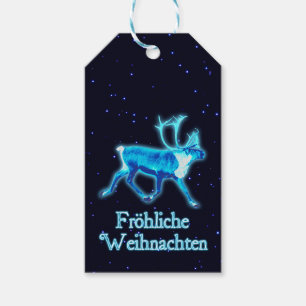 Étiquettes-cadeau Froehliche Weihnachten - Caribou bleu (rennes)