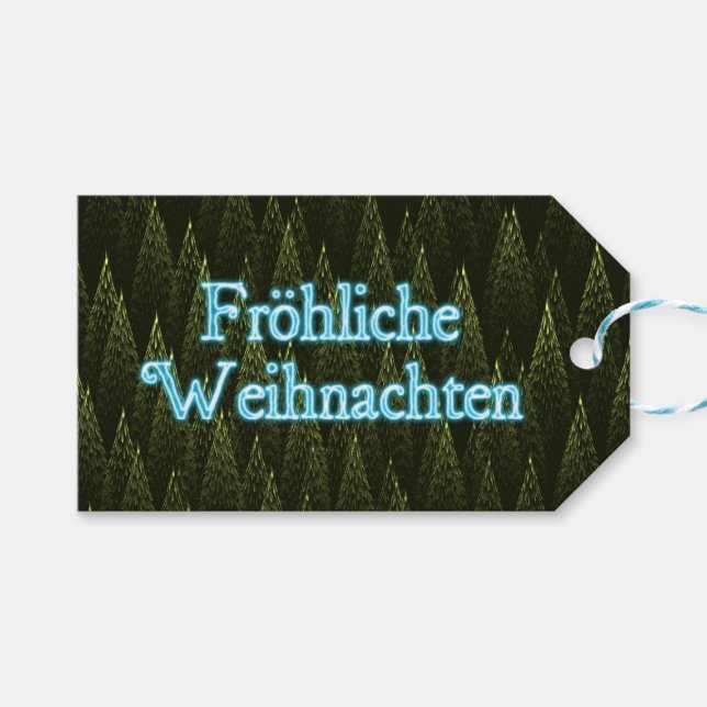 Étiquettes-cadeau Froliche Weihnachten - Conifers (Devant (Horizontal))