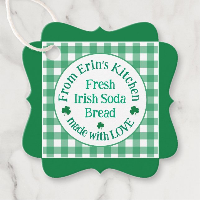 Étiquettes Cadeau From NAME Kitchen Made with Love Irish Green Check (Devant)
