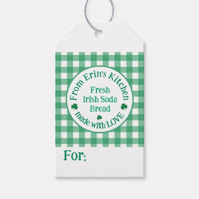 Étiquettes-cadeau From NAME Kitchen Made with Love Irish Green Check (Devant)