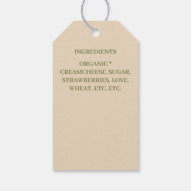 Étiquettes-cadeau fromage à la fraise (Dos)