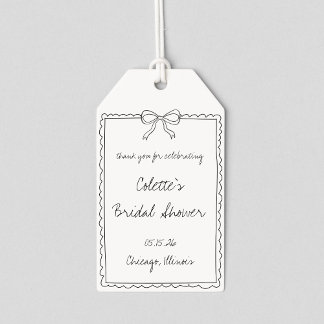 Étiquettes-cadeau Frontière de nœud élégant dessinée à la main Chic 